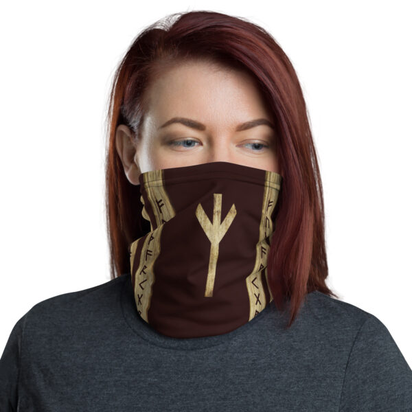 Algiz Brown Grunge Neck Gaiter by Wayuką́