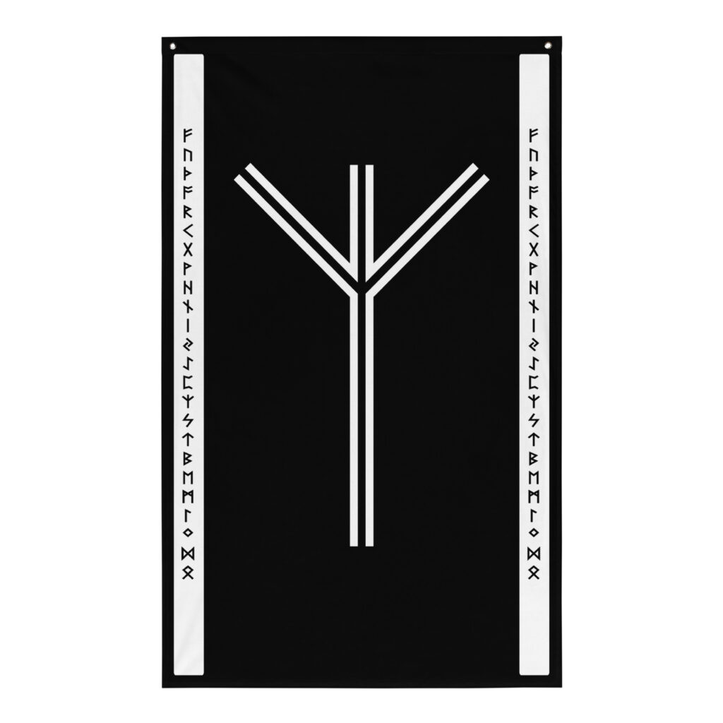 Algiz Black and White Wall Flag