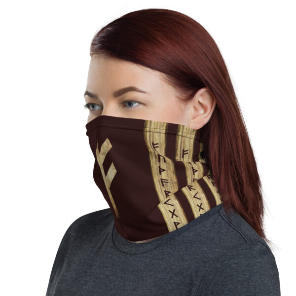 Fehu Brown Grunge Neck Gaiter by Wayuką́