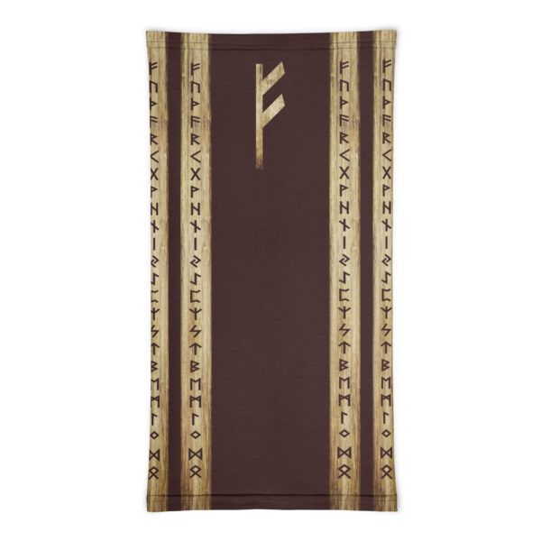 Fehu Brown Grunge Neck Gaiter by Wayuką́