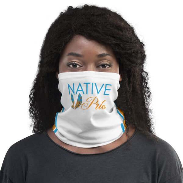 Native Pride Feathers White Neck Gaiter by Wayuką́