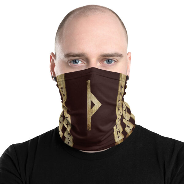 Thurisaz Brown Grunge Neck Gaiter by Wayuką́