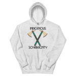Ash Grey Indigenous Sovereignty Tomahawk Unisex Hoodies by Wayuką́