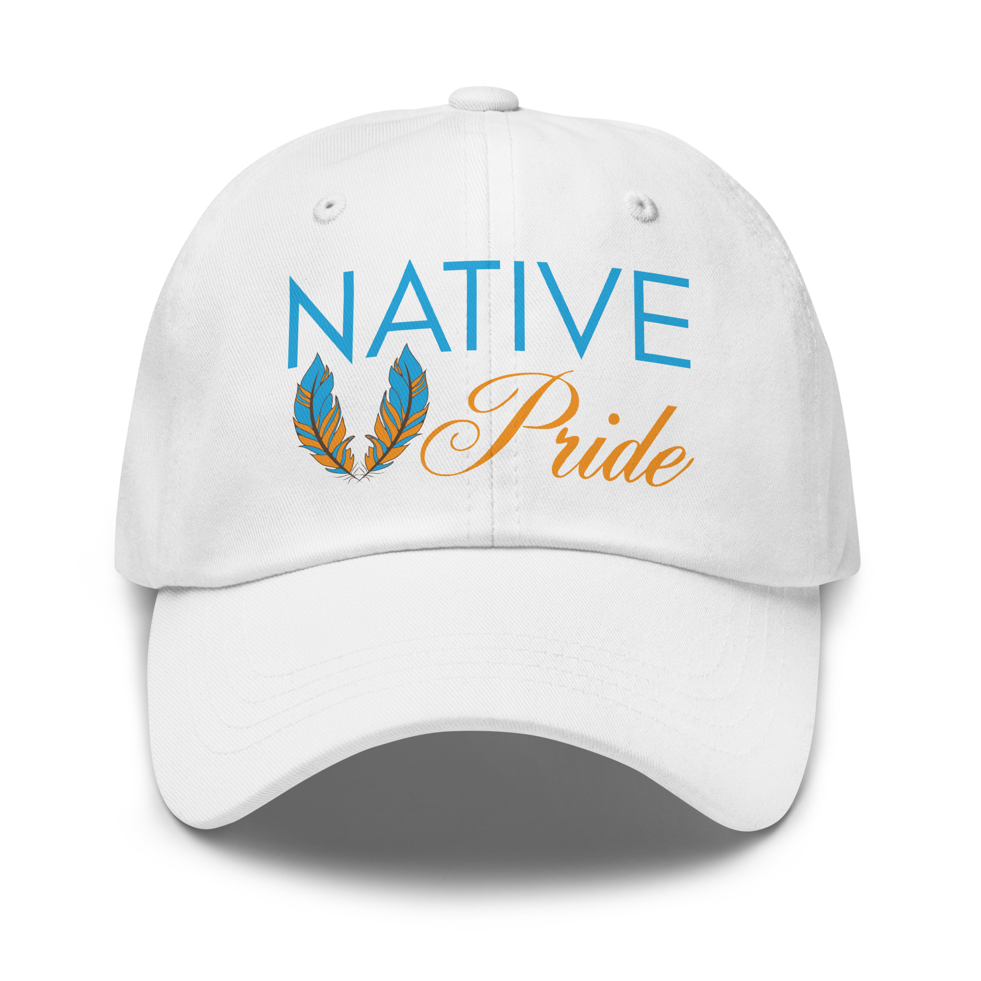 Native Pride Feathers White Dad Hat by Wayuką́
