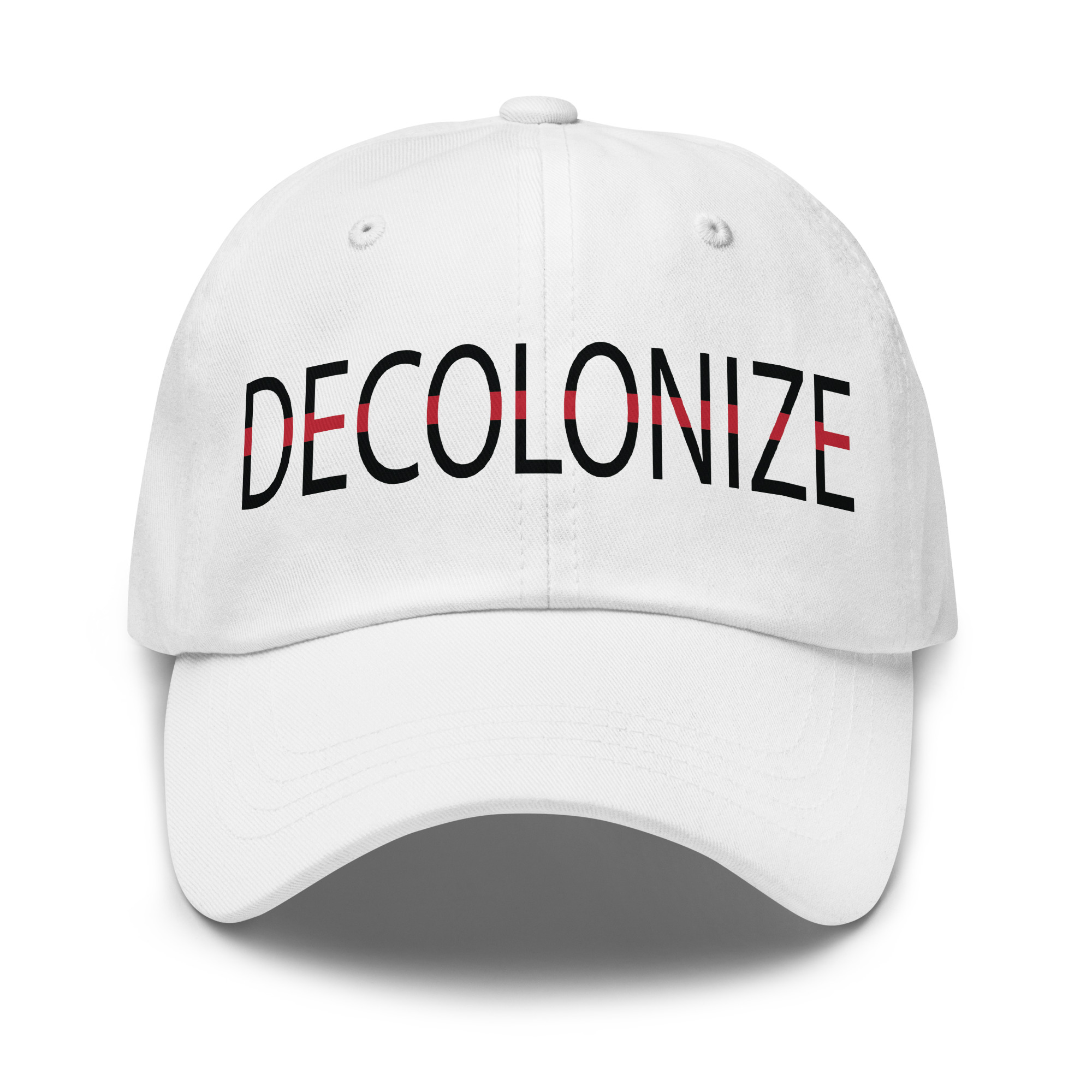 Decolonize White Dad Hat by Wayuką́