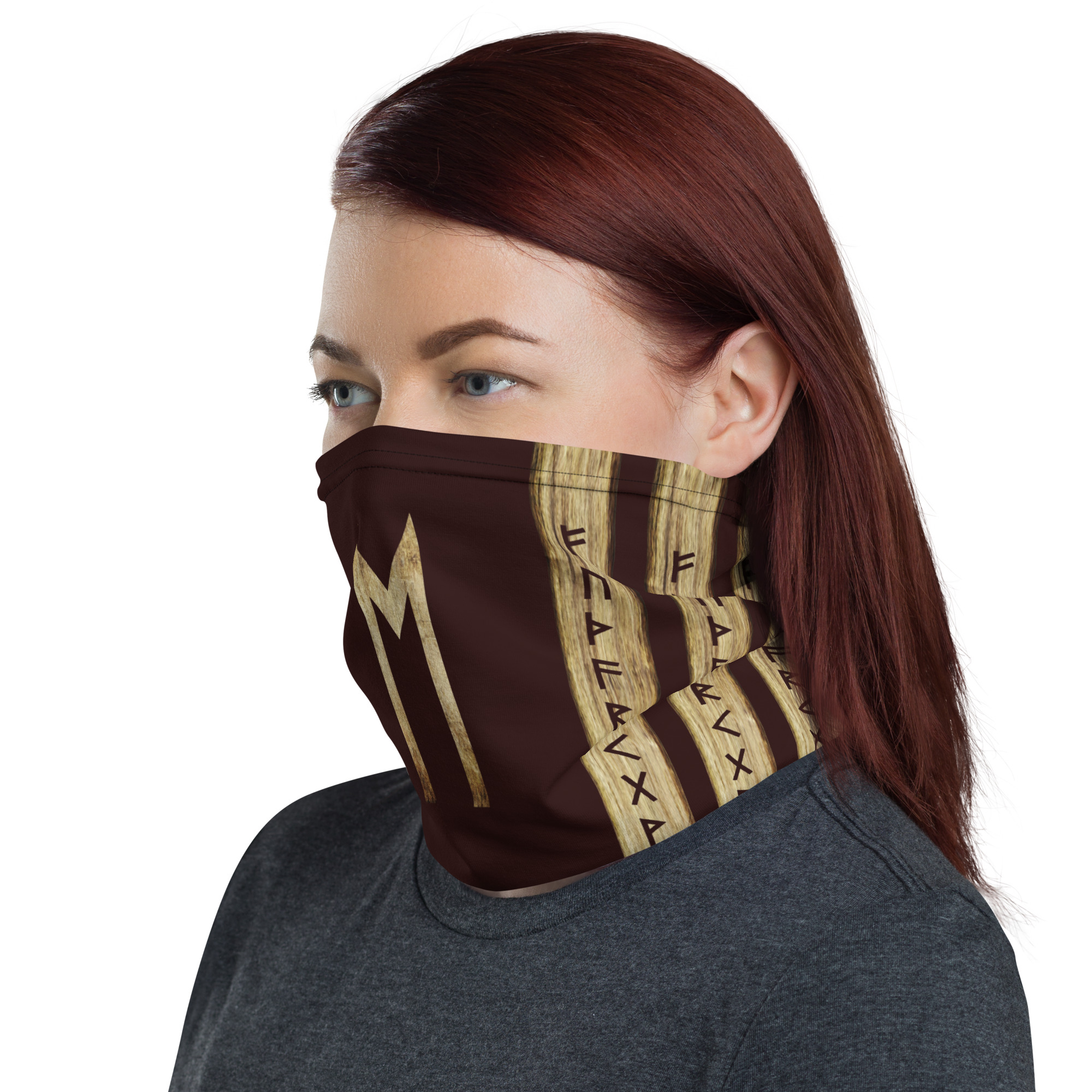 Ehwaz Brown Grunge Neck Gaiter by Wayuką́