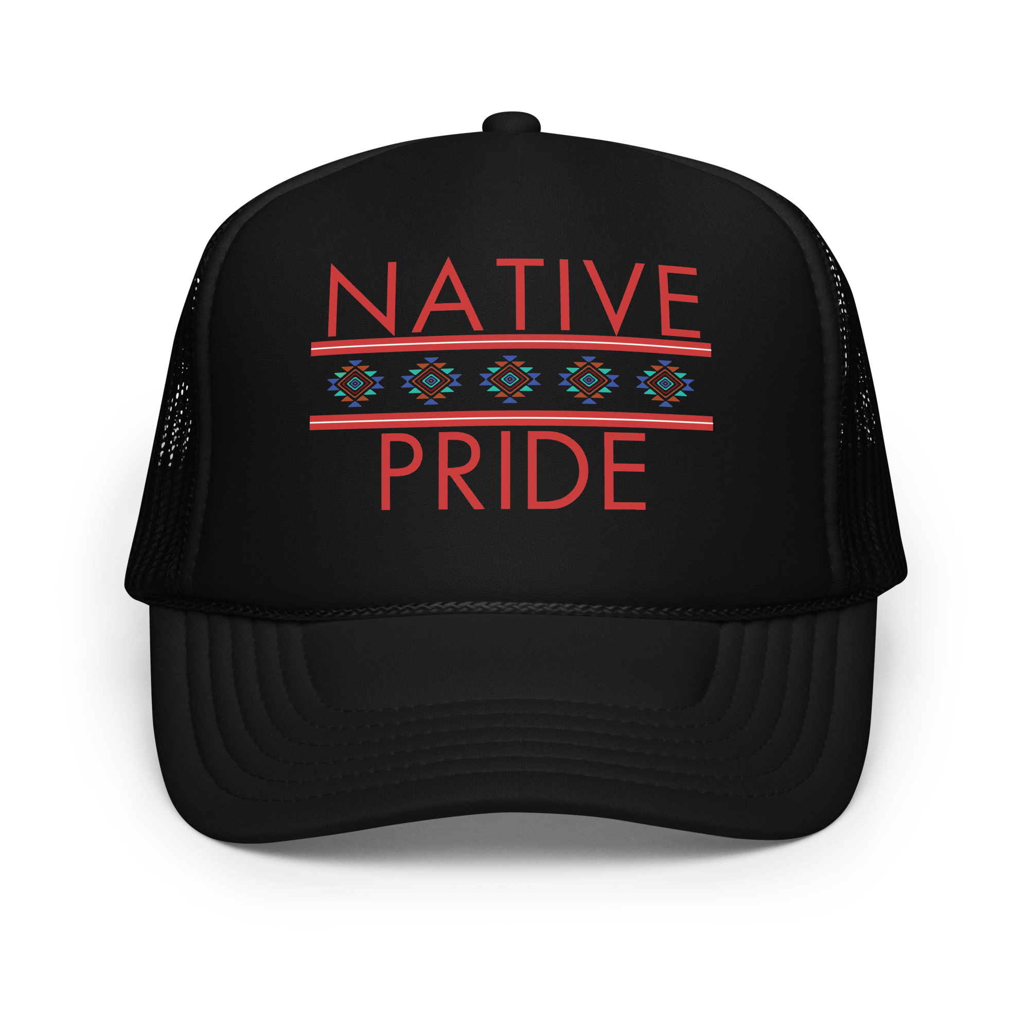 Native Pride 1 Black Trucker Hat by Wayuką́