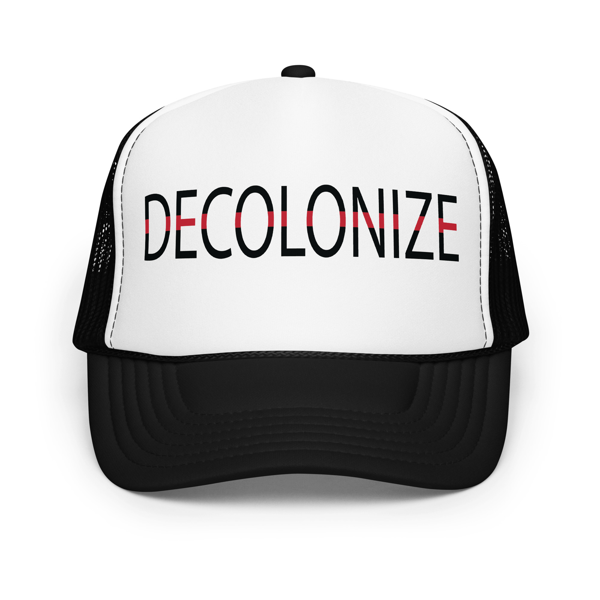 Decolonize Black Trucker Hat by Wayuką́