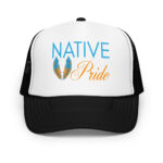Native Pride Feathers Black White Trucker Hat by Wayuką́