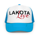 Lakota Love Blue Trucker Hat by Wayuką́