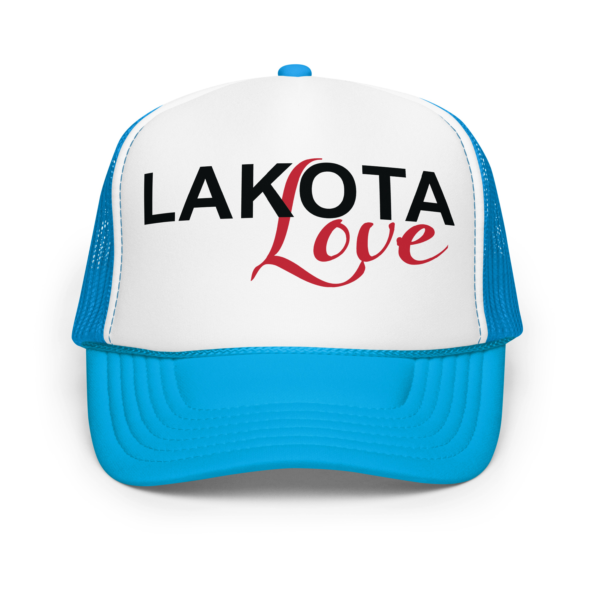 Lakota Love Blue Trucker Hat by Wayuką́