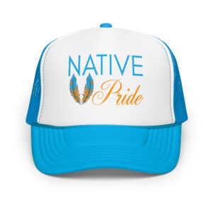 Native Pride Feathers Blue Trucker Hat by Wayuką́