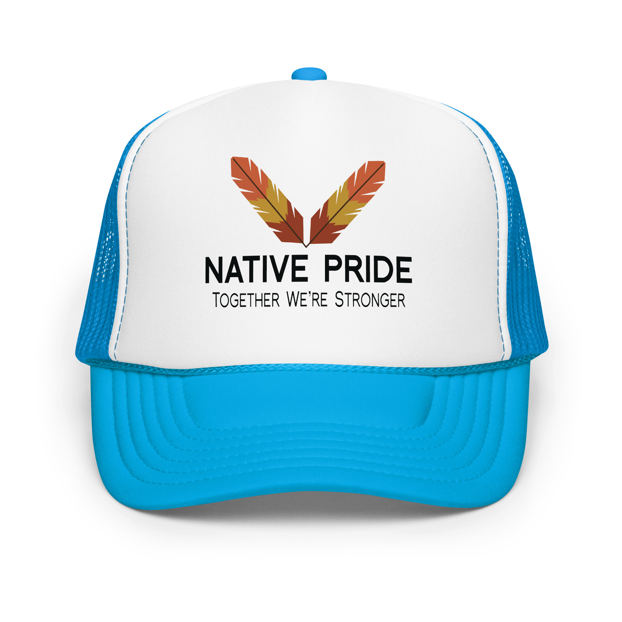 Native Pride Together Stronger Blue Trucker Hat by Wayuką́