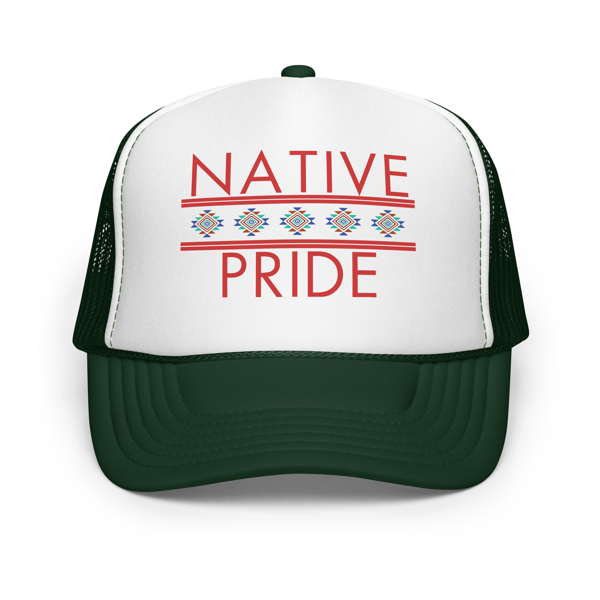 Native Pride 1 Dark Green Trucker Hat by Wayuką́