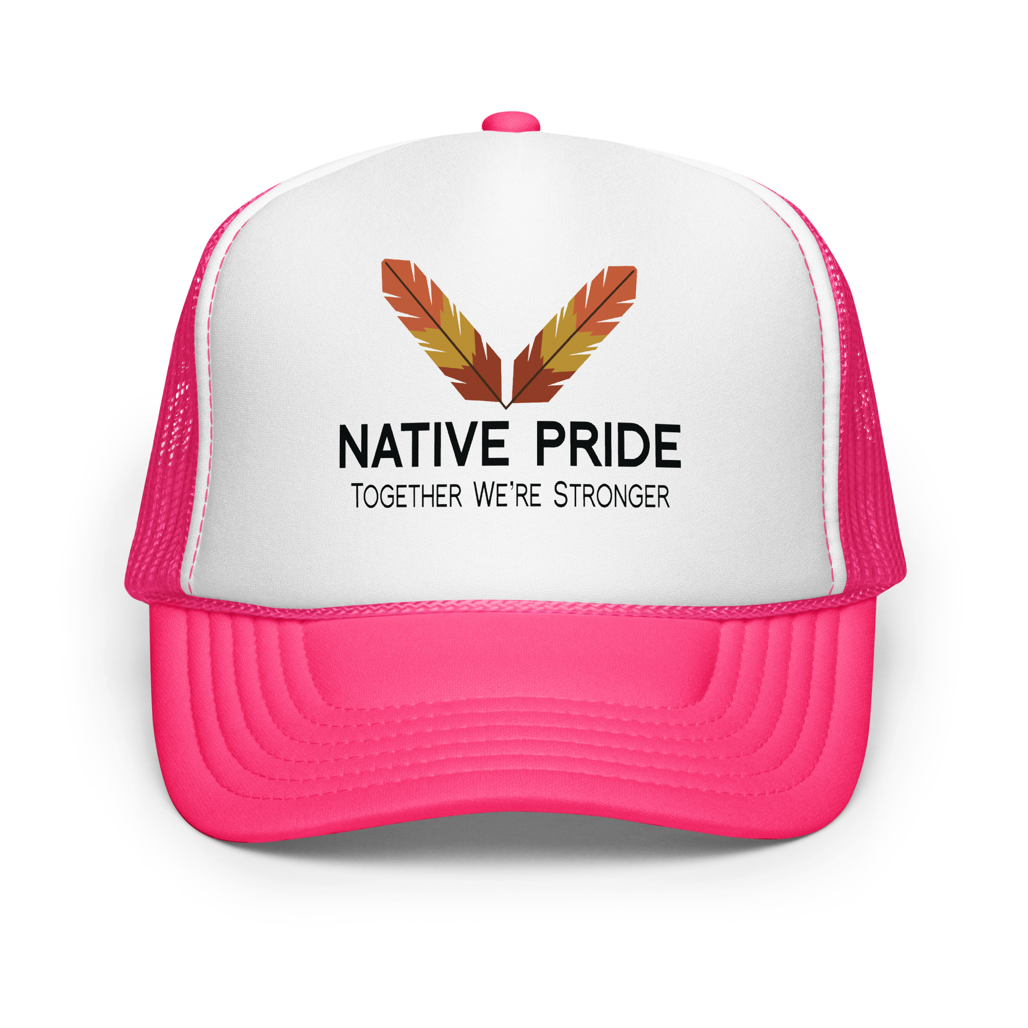 Native Pride Together Stronger Hot Pink Trucker Hat by Wayuką́