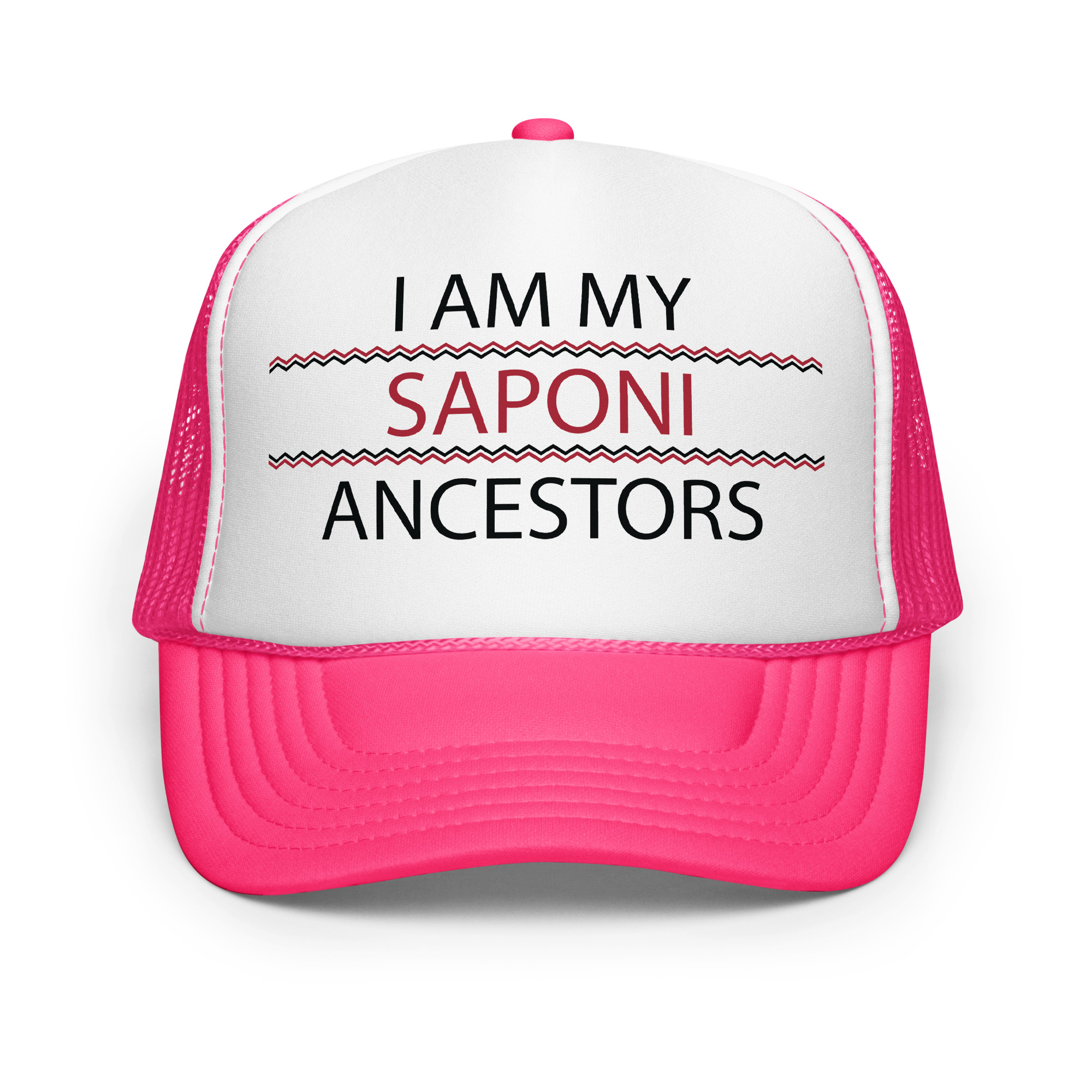 Saponi Ancestors Hot Pink Trucker Hat by Wayuką́