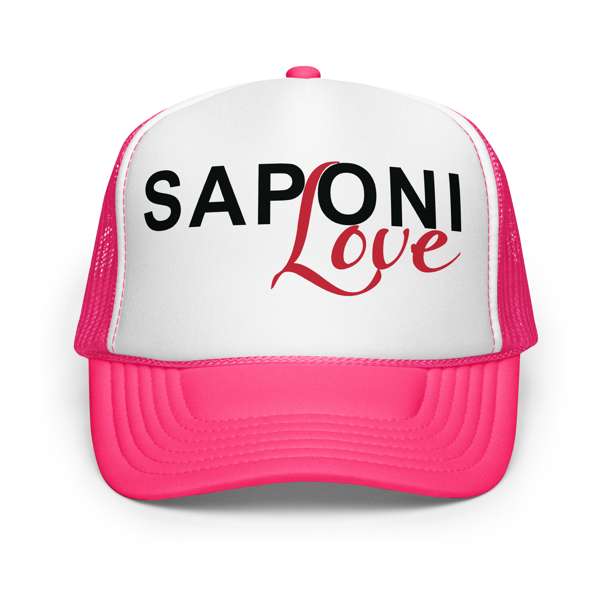 Saponi Love Hot Pink Trucker Hat by Wayuką́