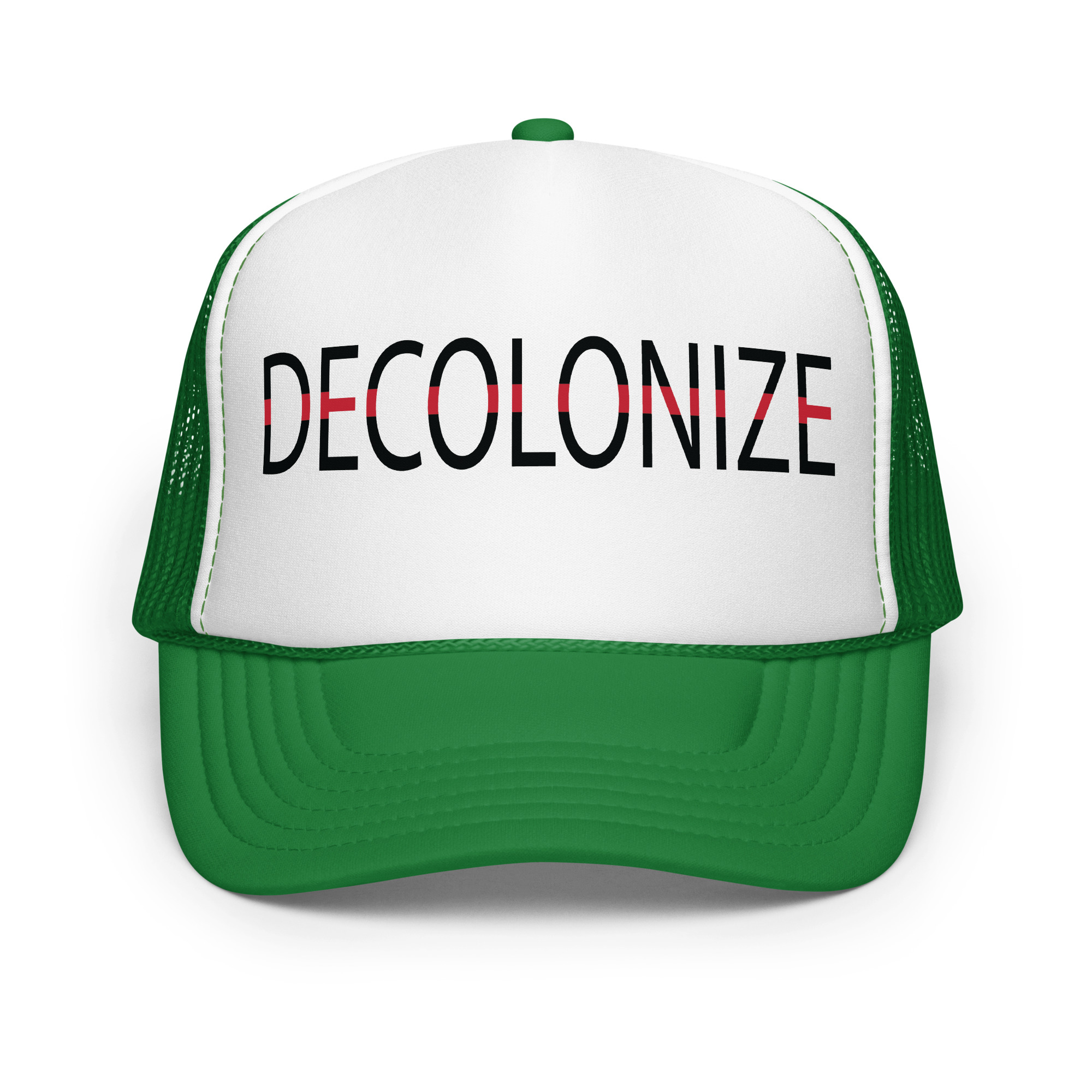 Decolonize Kelly Trucker Hat by Wayuką́