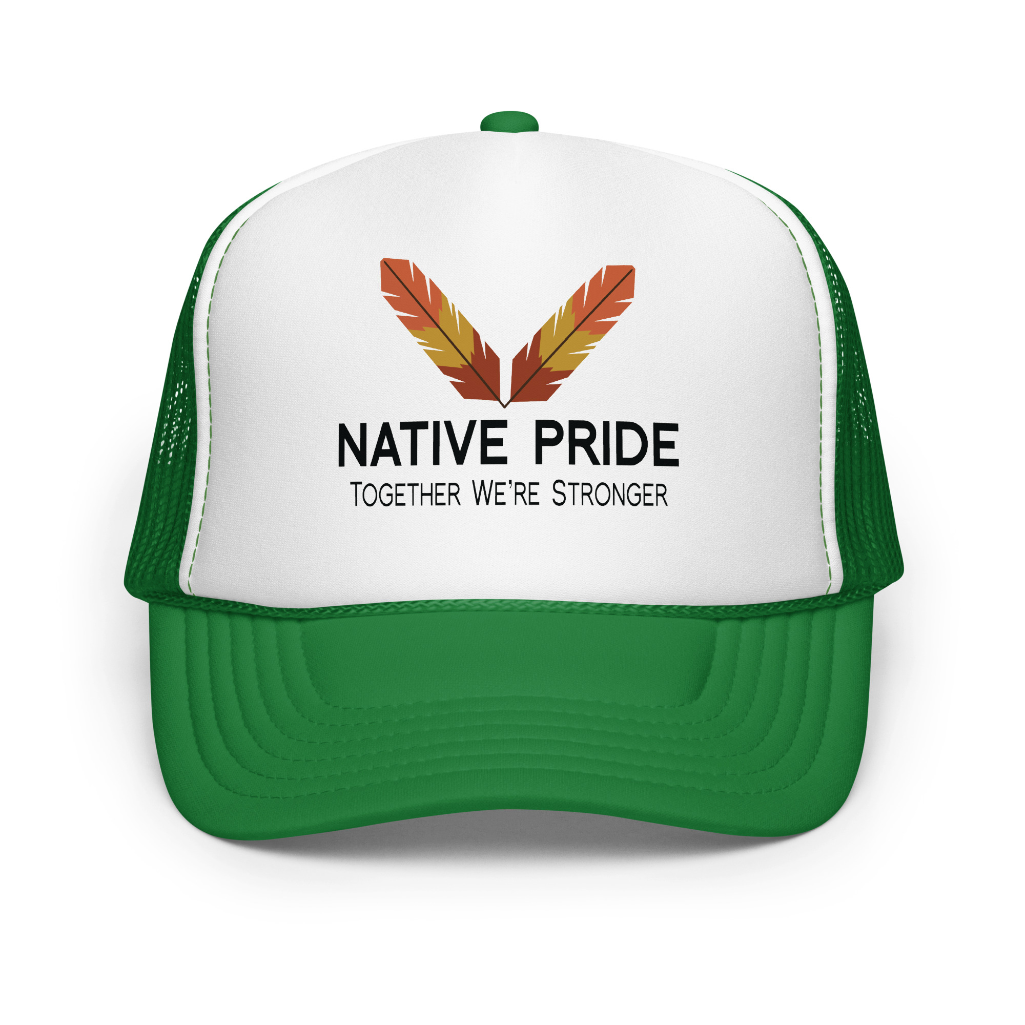 Native Pride Together Stronger Kelly Trucker Hat by Wayuką́