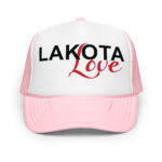 Lakota Love Light Pink Trucker Hat by Wayuką́
