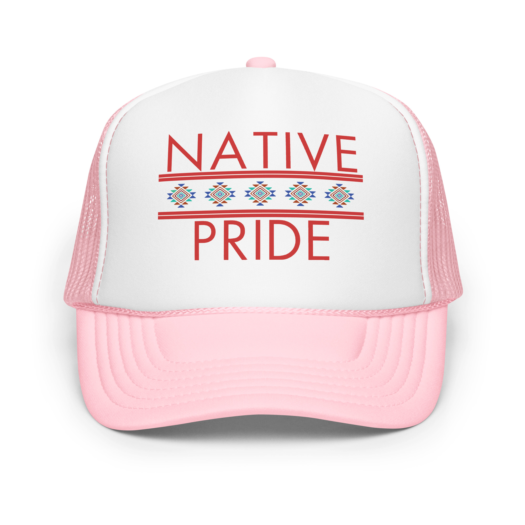 Native Pride 1 Light Pink Trucker Hat by Wayuką́