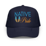 Native Pride Feathers Navy Trucker Hat by Wayuką́