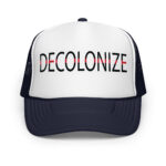 Decolonize Navy Trucker Hat by Wayuką́