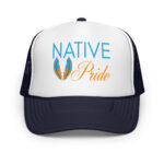 Native Pride Feathers Navy White Trucker Hat by Wayuką́