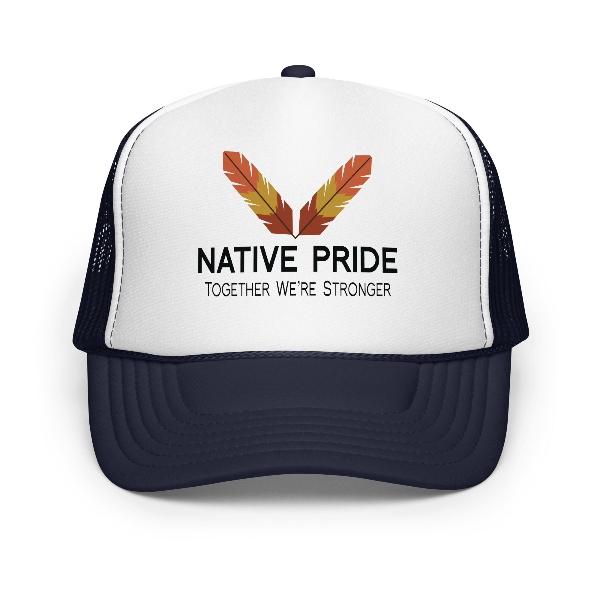 Native Pride Together Stronger Navy Trucker Hat by Wayuką́