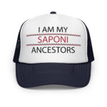 Saponi Ancestors Navy Trucker Hat by Wayuką́