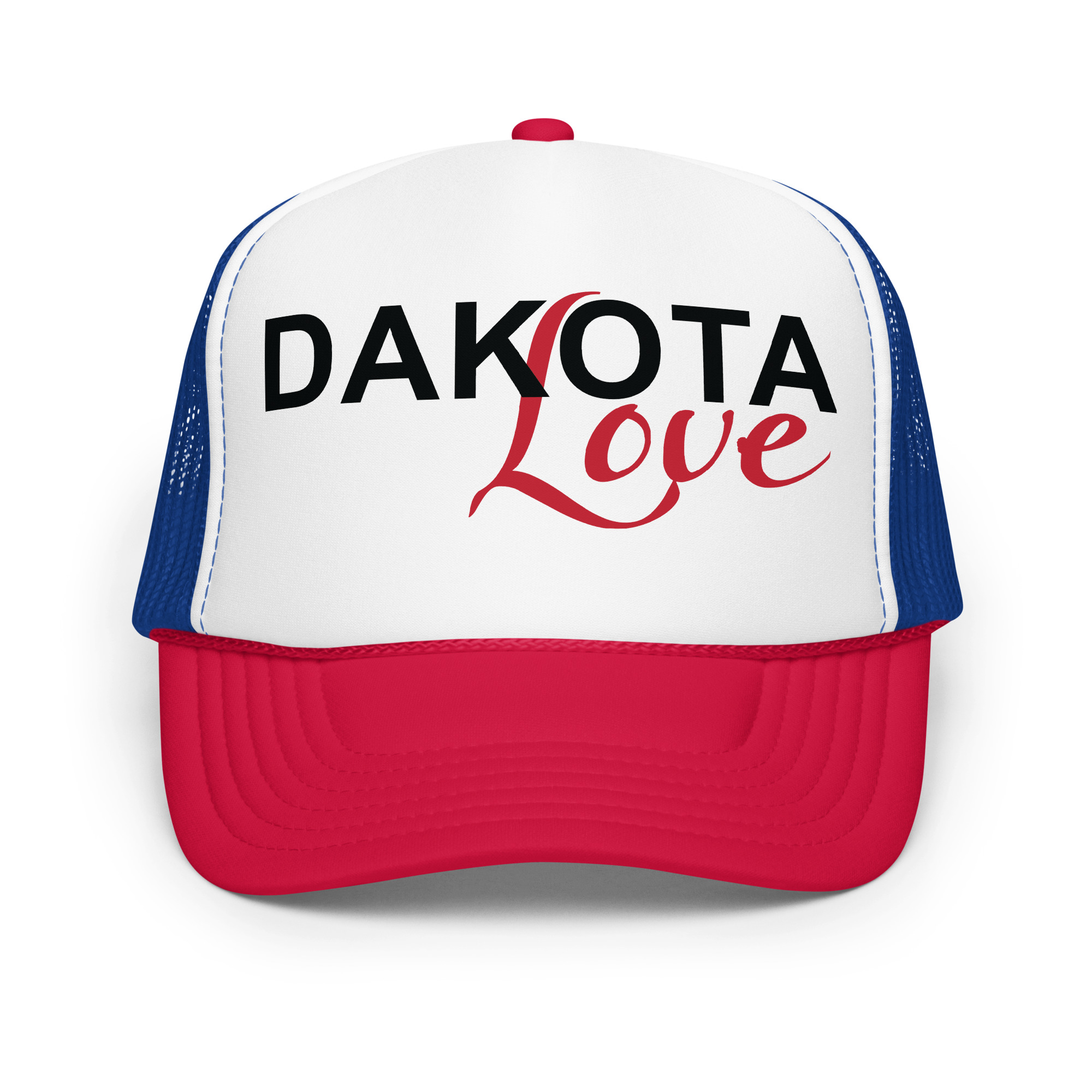 Dakota Love Red White Royal Trucker Hat by Wayuką́