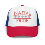 Native Pride 1 Red Royal White Trucker Hat by Wayuką́