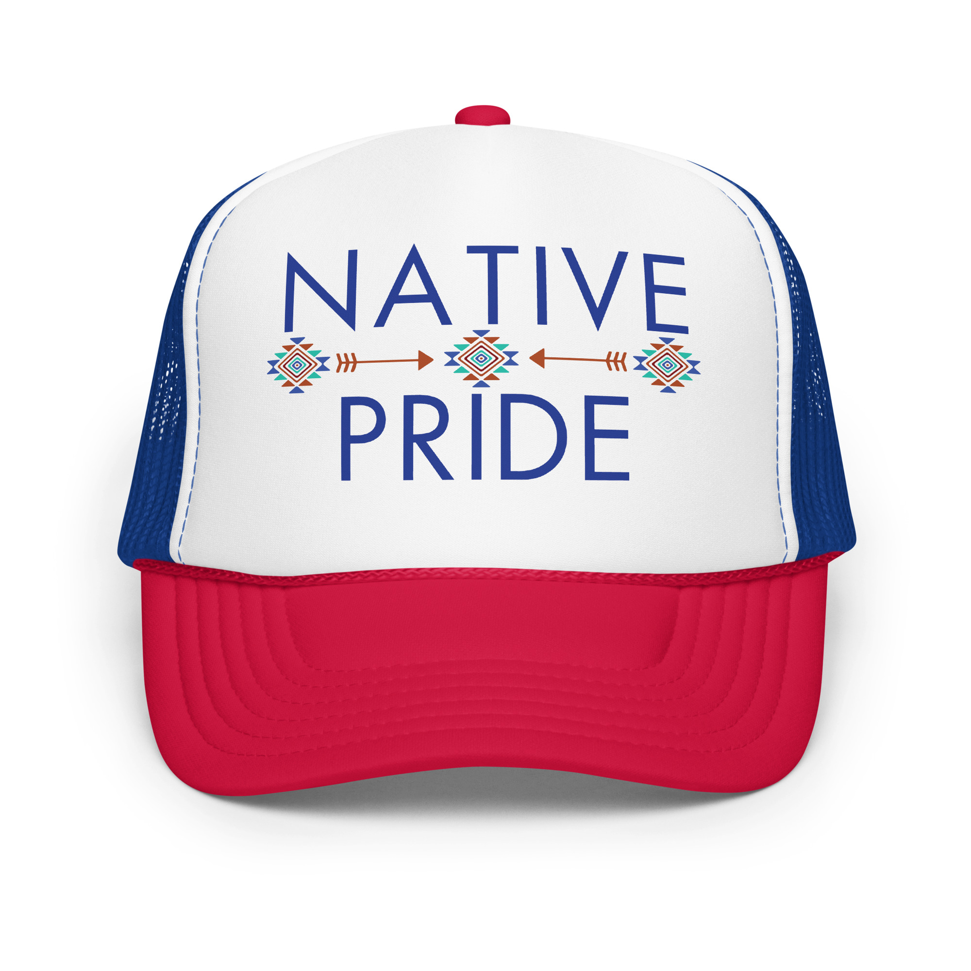 Native Pride 2 Red White Royal Trucker Hat by Wayuką́