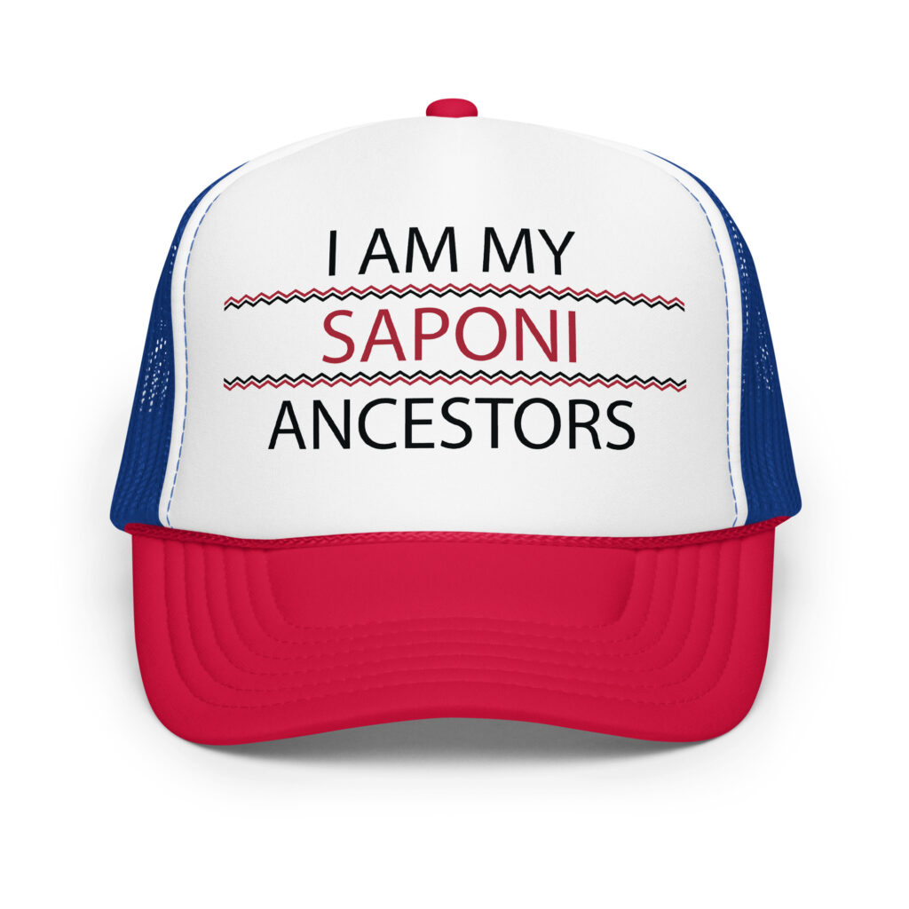 Saponi Ancestors Red White Royal Trucker Hat by Wayuką́