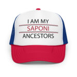 Saponi Ancestors Red White Royal Trucker Hat by Wayuką́