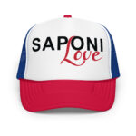 Saponi Love Red White Royal Trucker Hat by Wayuką́