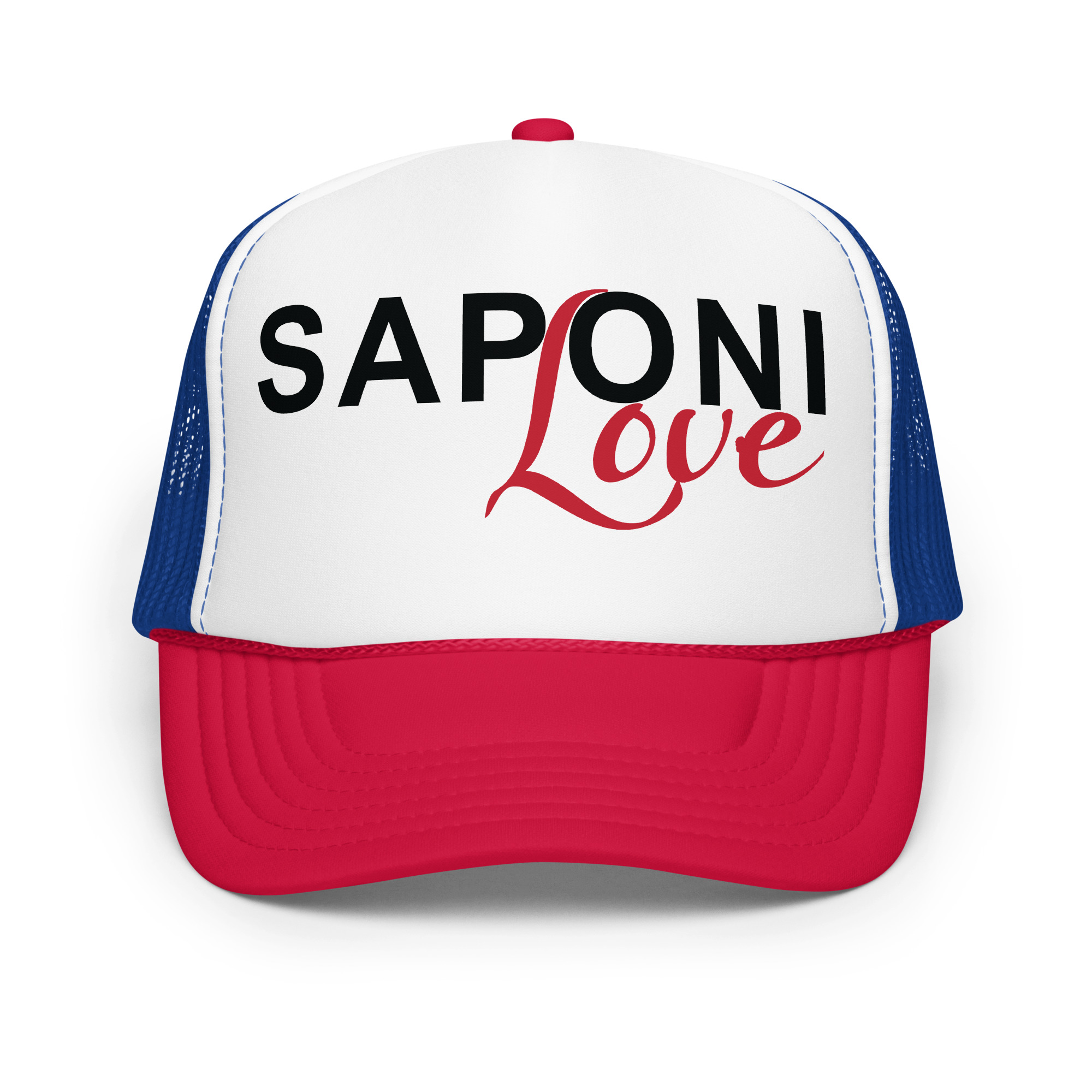 Saponi Love Red White Royal Trucker Hat by Wayuką́
