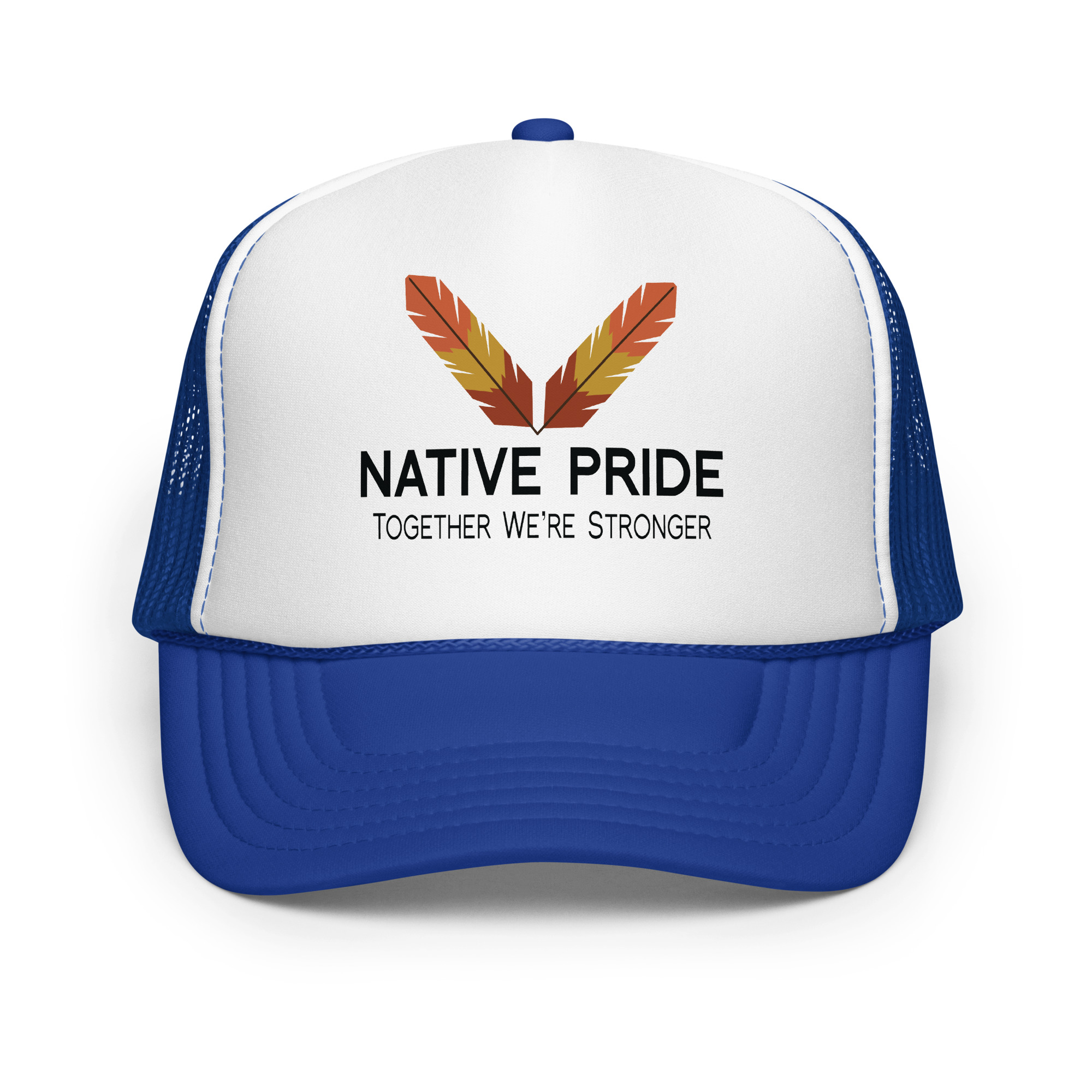Native Pride Together Stronger Royal Trucker Hat by Wayuką́