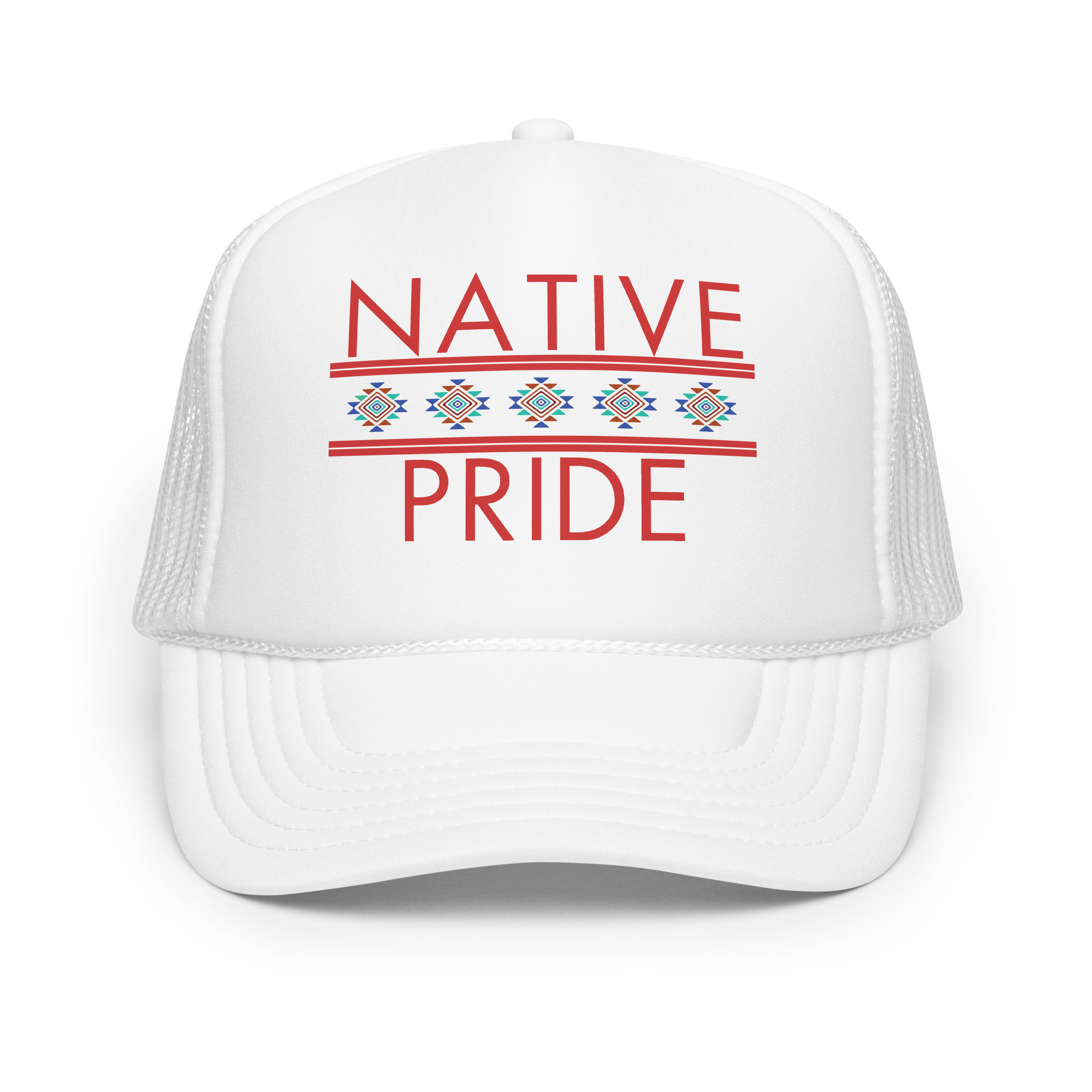 Native Pride 1 White Trucker Hat by Wayuką́