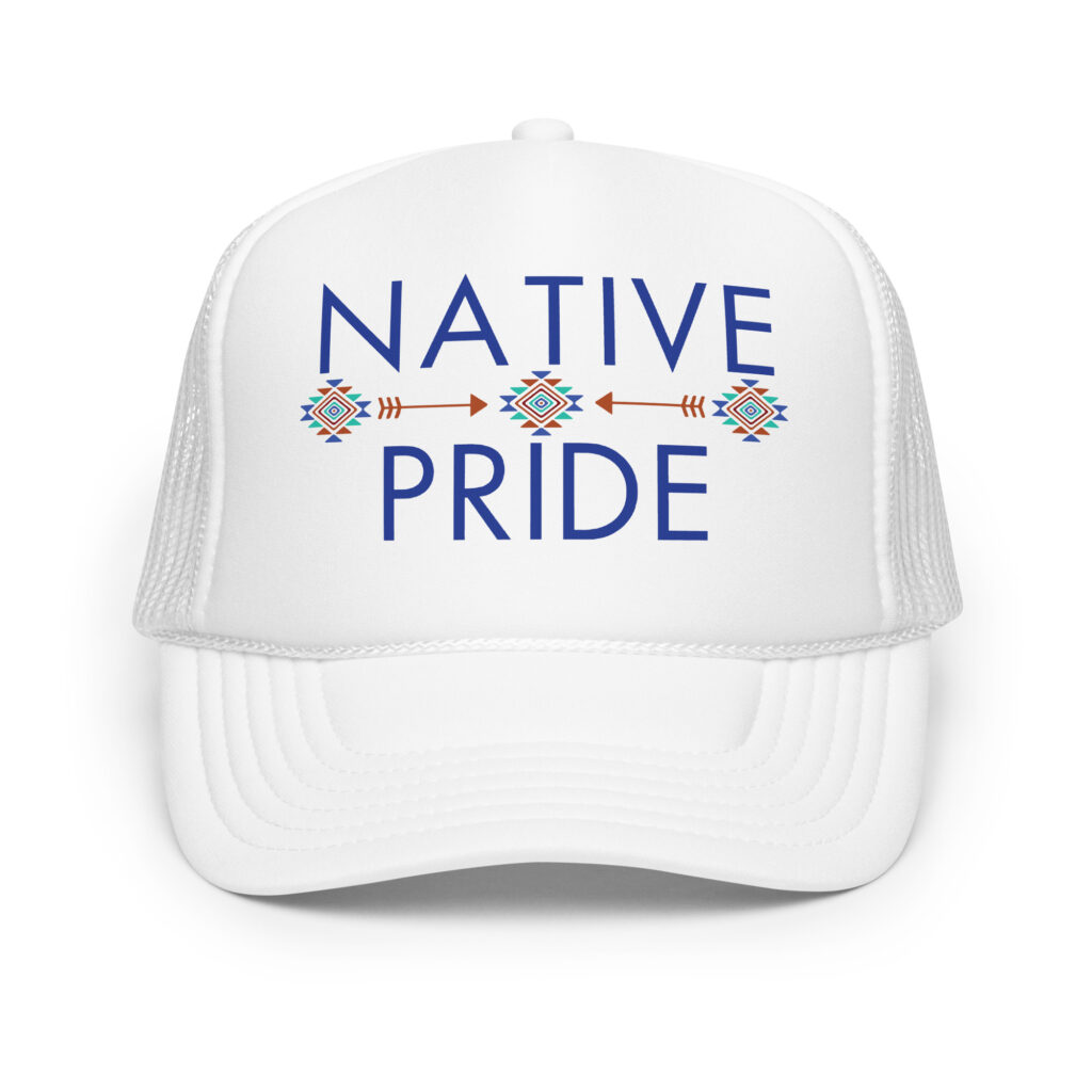 Native Pride 2 White Trucker Hat by Wayuką́