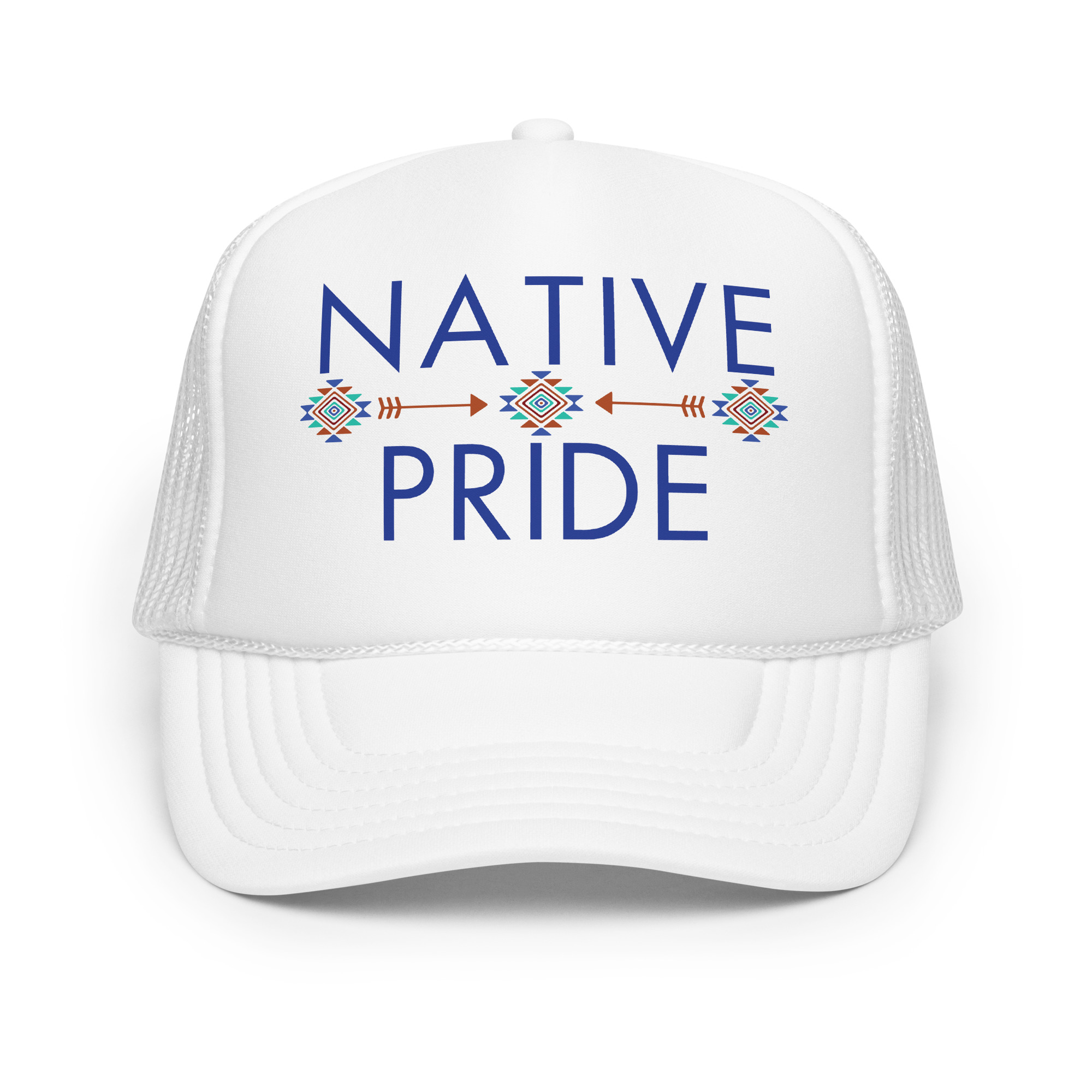 Native Pride 2 White Trucker Hat by Wayuką́