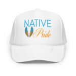 Native Pride Feathers White Trucker Hat by Wayuką́