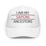 Saponi Ancestors White Trucker Hat by Wayuką́