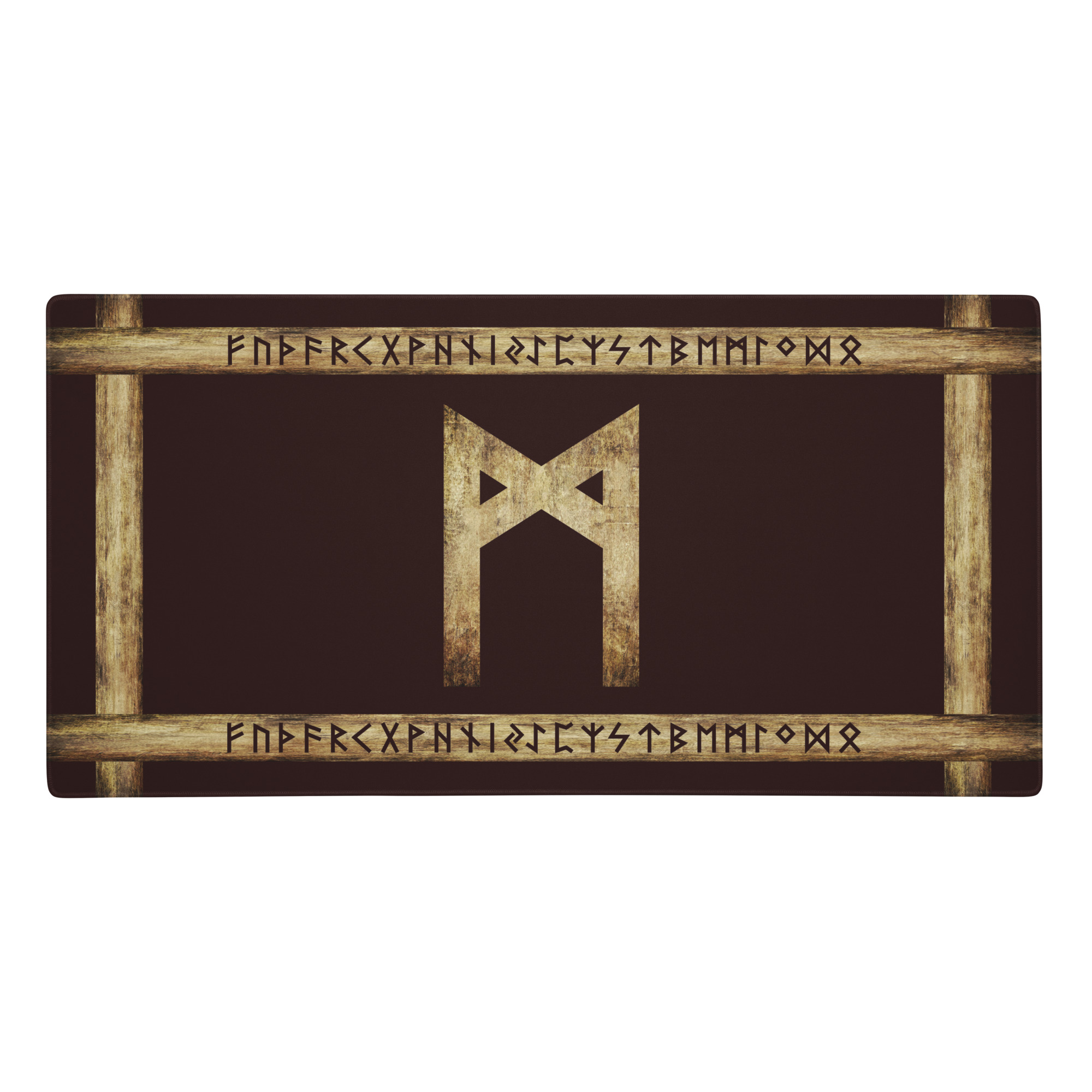 Mannaz Brown Grunge Desk Mat by Wayuką́