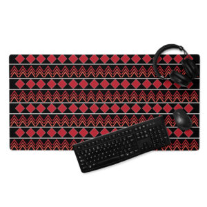 Red and Black Indigenous Print Desk Mat by Wayuką́
