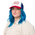 Native Pride 1 Red Royal White Trucker Hat by Wayuką́