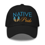Native Pride Feathers Black Dad Hat by Wayuką́
