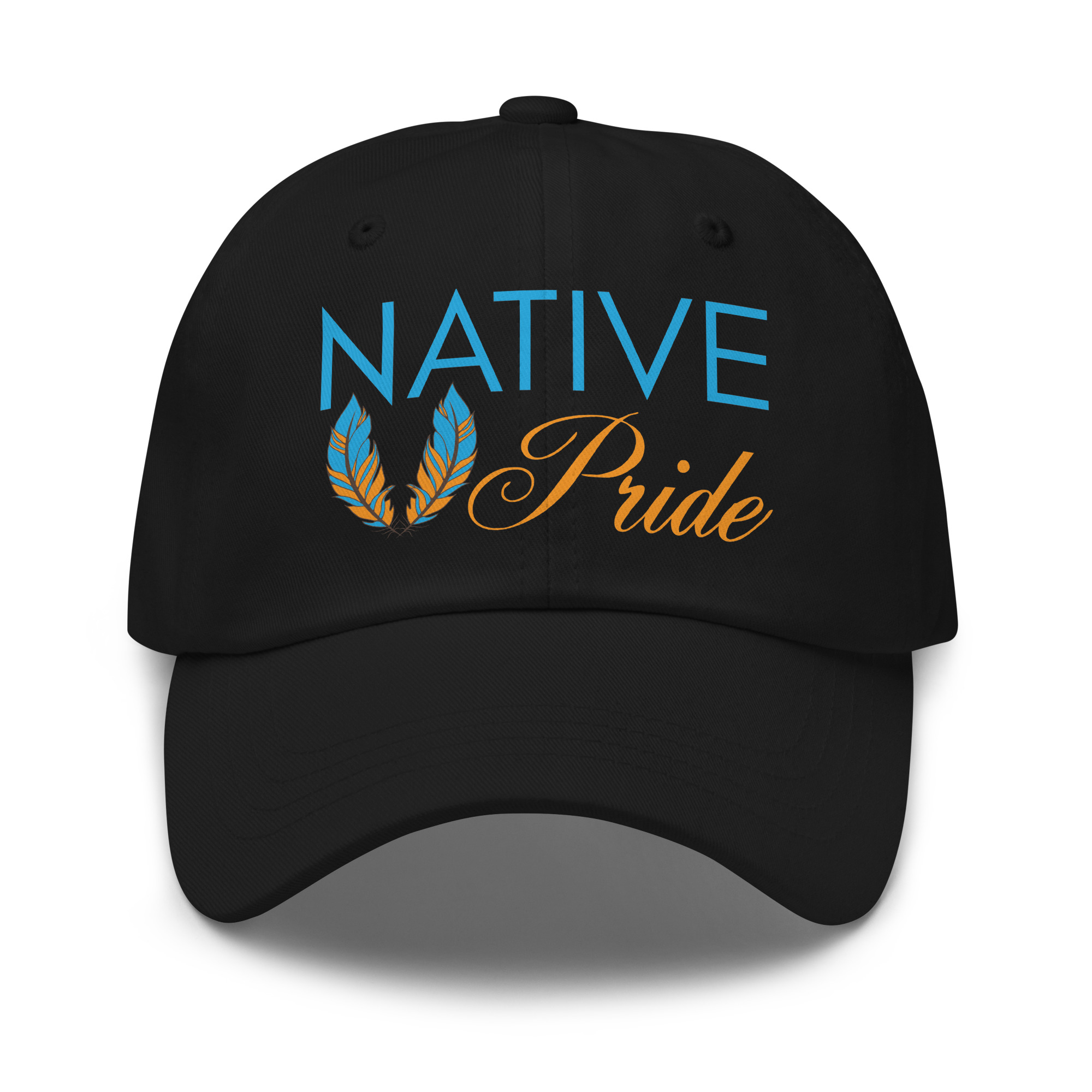 Native Pride Feathers Black Dad Hat by Wayuką́