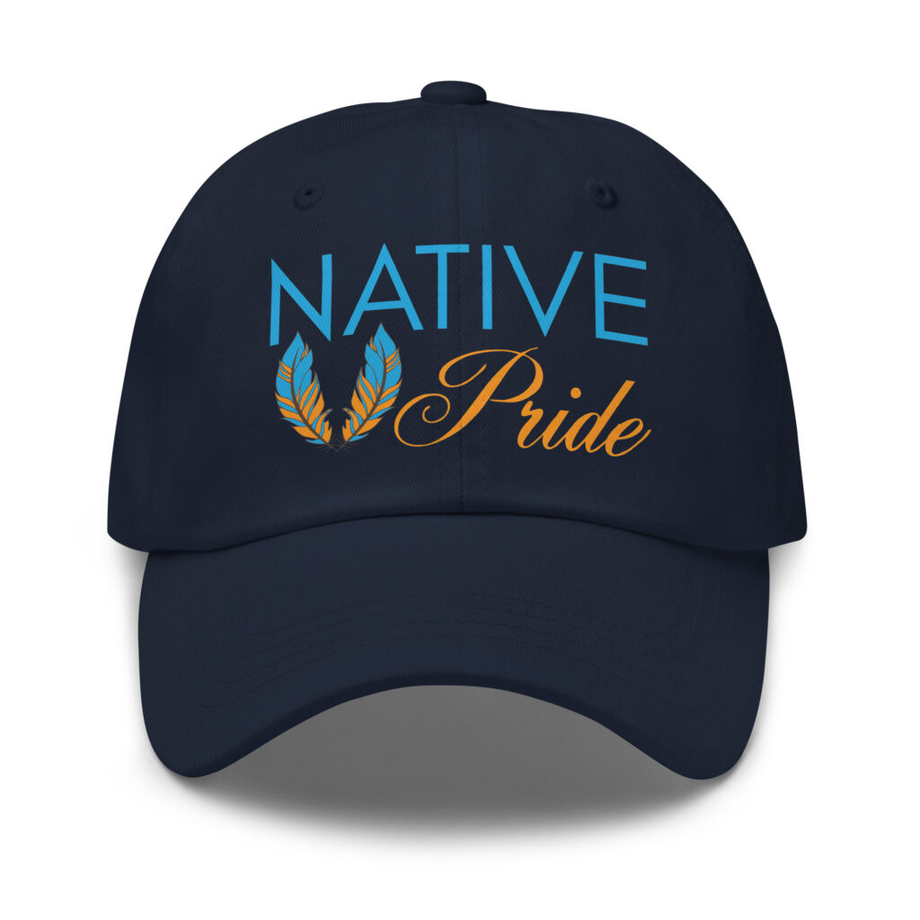 Native Pride Feathers Navy Dad Hat by Wayuką́