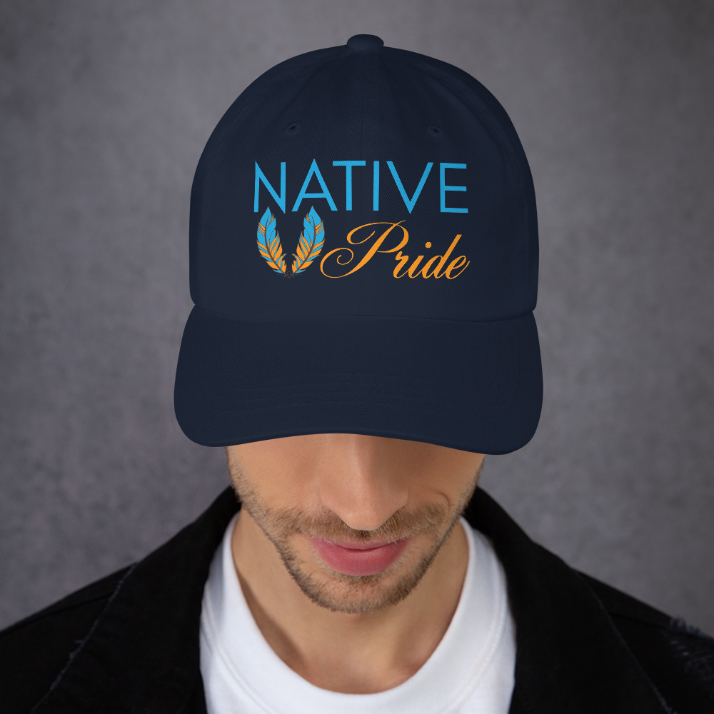 Native Pride Feathers Navy Dad Hat by Wayuką́